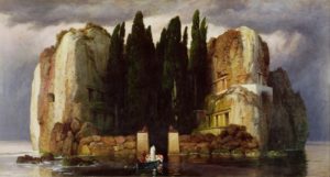 JHG176726 The Isle of the Dead, 1886 (oil on panel) by Bocklin, Arnold (1827-1901); 80x154 cm; Museum der Bildenden Kunste, Leipzig, Germany; Swiss, out of copyright